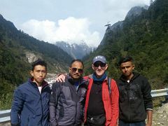 07 Binod Rai, Hike Organizer DK Ghatani, Jerome Ryan, Sagar At The Trailhead After Hiking From Tallem On Day 7 Of Kangchenjunga East Face Green Lake Trek Sikkim India