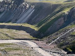 03B The trail drops to cross the river and then climbs steeply up the other side on hike to Tulpar Lake from Ak-Sai Travel Lenin Peak Base Camp 3600m