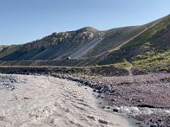 04C The trail climbs steeply up the other side after crossing the river on hike to Tulpar Lake from Ak-Sai Travel Lenin Peak Base Camp 3600m