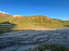 01B The long Pik Petrovski ridge from Ak-Sai Travel Lenin Peak Base Camp 3600m