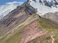 08B Hiking on the shoulder ridge at 4000m of Pik Petrovski with Lenin Peak and Pik Petrovski beyond on day hike from Ak-Sai Travel Lenin Peak Base Camp 3600m