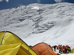 02B Lenin Peak towers over the tents at Ak-Sai Travel Lenin Peak Camp 2 5400m