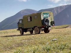 03A This old military-style truck carried us from Base Camp 3600m to the beginning of the trek at 3800m toward Ak-Sai Travel Lenin Peak Camp 1 4400m