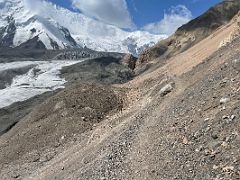 10B After descending from Travellers Pass 4133m to about 4030m the trail ascends slowly with views of Lenin Peak and Glacier on the way to Ak-Sai Travel Lenin Peak Camp 1 4400m