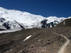 14B The trail was fairly flat and easy with Lenin Peak towering overhead between the river crossing at 4220m and Ak-Sai Travel Lenin Peak Camp 1 4400m