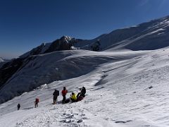 11B Taking a rest and refreshment break on the slopes of Lenin Peak on the way to Ak-Sai Travel Lenin Peak Camp 2 5400m