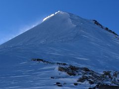 05 The steep snow climb is protected by fixed ropes ahead on the way to the Lenin Peak summit