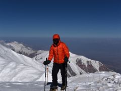 07A Climbing at about 6800m with Dzerzhinsky Peak beyond on the way to the Lenin Peak summit