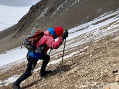 04A Hiking up the steeper section of the trail to the summit of Yuhin Peak 5100m on the way from Ak-Sai Travel Lenin Peak Camp 1 4400m