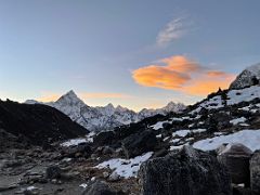 09B Orange lenticular cloud over Ama Dablam and Kangtega at sunrise from Lobuche East Base Camp 5170m