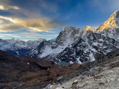 10C Ama Dablam, Kangtega, Taboche, Cholatse just after sunrise from Lobuche East Base Camp 5170m