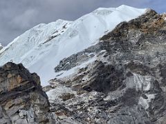 02B Two climbers descend from the Lobuche East summit with Lobuche West on the left from Lobuche East High Camp 5600m