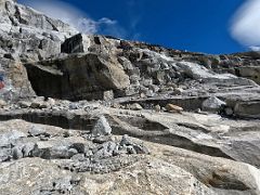 06A Approaching the steep rocky boulders at the end of the slabs on the way to Lobuche East High Camp 5600m