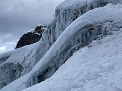 06B Large tall seracs and crevasses near the climbing route after reaching the snow slopes on the Lobuche East Peak summit climb