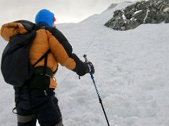 07B The route ahead gets a little steeper as I use my trekking poles at the beginning of the snow slopes on the Lobuche East Peak summit climb