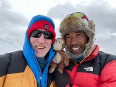 13 Jerome Ryan, Dangles and mountaineering guide Lal Sing Tamang on the Lobuche East Peak fore summit