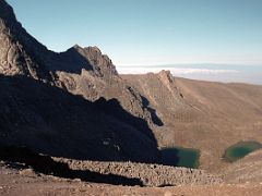 03B Looking Down On Oblong Tarn And Hausburg Tarn From Hausburg Col With Point Pigott On The Ridge Centre Left On The Mount Kenya Trek October 2000