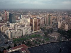 12A North View To Twin Towers Of Nation House, Black Lonrho House, International House, Round Hilton Hotel, Kencom House From Kenyatta Centre Observation Deck In Nairobi Kenya In October 2000