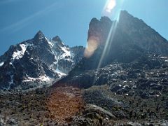 06A Mount Kenya Towers Overhead With Point John On Right From Trail Near Emerald Tarn On The Mount Kenya Trek October 2000