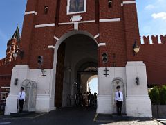 01B The Kremlin Spasskaya Tower with guarding soldiers Red Square Moscow Russia