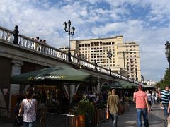 01B Walking by a McDonalds restaurant in the Okhotny Ryad shopping mall with the Four Season Hotel beyond Manezhnaya Square Moscow Russia