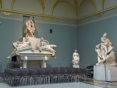 Michelangelo plaster cast reproductions - Tomb of Giuliano de Medici, Madonna of Bruges, Florentine Pieta - Pushkin Museum Moscow Russia