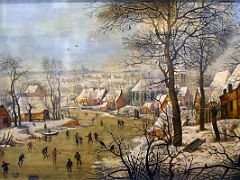 1620s Winter Landscape with a Bird Trap and Skaters - Pieter Bruegel the Younger - Pushkin Museum Moscow Russia