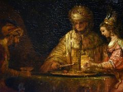 1660 Ahasuerus and Haman at the Feast of Esther detail - Rembrandt - Pushkin Museum Moscow Russia