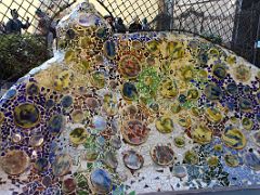 08B Trencadis mosaic from broken tile shards on the back terrace of Casa Batllo Gaudi Barcelona Spain