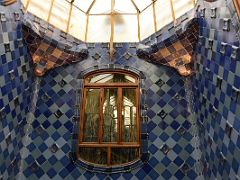 11B The Top Of The Central Lightwell With decorative blue tiles Casa Batllo Gaudi Barcelona Spain