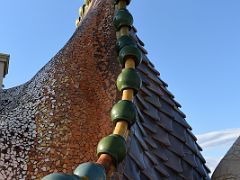 15B The arched profile of the roof recalls the spine of a dragon with ceramic tiles for scales Antoni Gaudi Casa Batllo Barcelona Spain