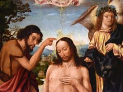 01B 1500-20 Triptych of the Baptism of Christ - Master of Frankfurt - detail Baptism of Christ by John the Baptist - Museu Nacional Art de Catalunya Barcelona Spain