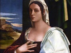 09A 1520-25 Vittoria Colonna - Sebastiano del Piombo - she glances at the viewer, her left index finger points at an open book - Museu Nacional Art de Catalunya Barcelona Spain