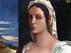 09B 1520-25 Vittoria Colonna - Sebastiano del Piombo - detail of her glance at the viewer - Museu Nacional Art de Catalunya Barcelona Spain