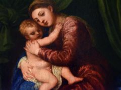 11B 1540 Virgin and Child - Titian - detail - Museu Nacional Art de Catalunya Barcelona Spain