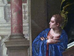 12C 1580-82 Annunciation - Veronese - detail Virgin Mary - Museu Nacional Art de Catalunya Barcelona Spain