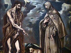 16A Late 16C, early 17C Saint John the Baptist and Saint Francis of Assisi - workshop of El Greco - Museu Nacional Art de Catalunya Barcelona Spain