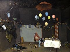 03A 1883 Studio Interior - Ramon Casas - hand-made objects, carpets, tapestries lit up by little coloured lights - Museu Nacional Art de Catalunya Barcelona Spain