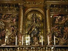 06C Altarpiece of Our Lady of the Rosebush with Annunciation on left and Nativity on right side chapel 1617-1629 Barcelona Cathedral Spain