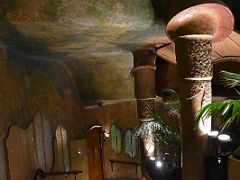 04C The Flower Courtyard stairway with walls and ceiling painted with floral motifs La Pedrera Casa Mila Gaudi Barcelona Spain