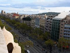 08A Looking Down Passeig de Gracia street from Roof La Pedrera Casa Mila Gaudi Barcelona Spain