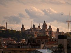 08D Museu Nacional d Art de Catalunya, Torre de Comunicacions de Montjuic from Roof La Pedrera Casa Mila Gaudi Barcelona Spain