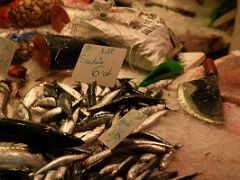 05E Fish and sardine stand at La Boqueria La Rambla Barcelona Spain