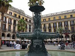 11B Placa Reial Royal Plaza has the fountain of the three Graces by Antoni Rovira i Trias near La Rambla Barcelona Spain