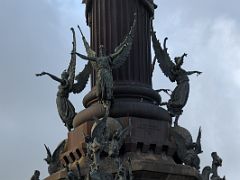 14B Columbus Monument Pedestal is topped by four bronze winged victories above paired griffins La Rambla Barcelona Spain