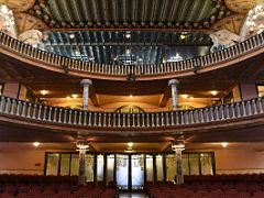 05B Looking back at the three levels of the concert auditorium from near the stage of the Palau de la Musica Catalana Barcelona Spain