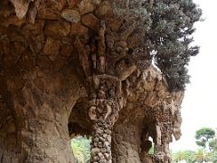 07C Stone columns hold up the Portico of the Washerwoman Park Guell Barcelona Spain