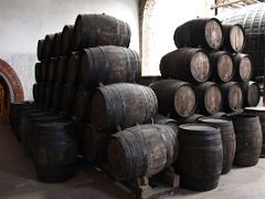 12C Old Wine Barrels in the underground tunnels Codorniu Penedes wine tour near Barcelona Spain