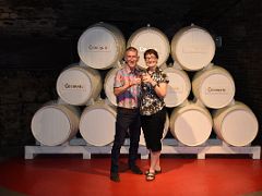 14C Jerome and Charlotte Ryan enjoy a rose cava tasting at Cavas Codorniu Penedes wine tour Near Barcelona Spain