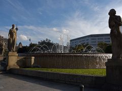 04A Fountain with statues The Girl (The Welcome) by Josep Dunyach in 1928 and Motherhood (Maternitat) by Vicenc Navarro 1928 in Placa Catalunya Barcelona Spain